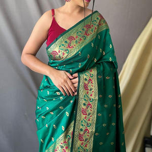 Saree de borde de encaje de moda para mujer con tela de red de lentejuelas para celebraciones y fiestas de invierno - Product Image 4