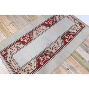 Alfombra Turca Decorativa de 3.5x6 pies, Alfombra Vintage Geométrica Beige - Product Image 2