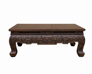 Table basse rustique vintage en bois de teck massif de haute qualité avec brun pour intérieur ou extérieur - Product Image 1