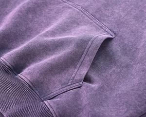 Logo personnalisé Hommes Hiver Rétro Vintage 500 Gsm 100% Coton Demi-fermeture éclair Lavage à l'acide Soleil Délavé Sweat à capuche à manches longues Doublure épaules tombantes - Product Image 4