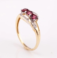 Cincin Pasangan Bersertifikat Bella Vintage Bentuk Mahkota Perak Potongan Brilian Batu Garnet Pave Wanita Perak Sterling 925 Thailand