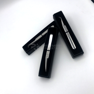 Pince à épiler pour extensions de cils RMI, nouvelle conception de prise en main, argentée, Shin, régulière, 3 points / pince à épiler simple, emballage en boîte noire - Product Image 5