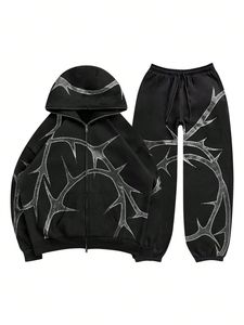 Último precio Oversize Men Training Sweat Suit Nueva llegada Ecológico Hombres Impreso Chándal apilado - Product Image 6