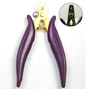 Pinzas Elegantes para la Instalación de Extensiones de Cabello Doradas, Mango Morado, Acero Inoxidable, Herramienta de Alta Durabilidad, Sistemas de Microeslabones Nano Beads - Product Image 1