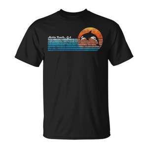Hobie Beach South Africa Retro 80s Orka Sunset T-shirt unisexe à col rond et manches courtes pour adulte promotionnel - Product Image 1