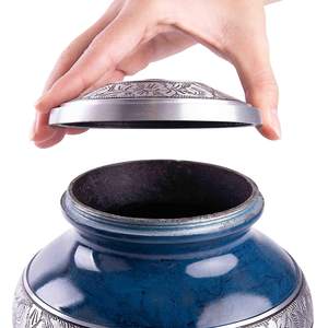 Blue Aluminium Human Ashes Adult Memorial Urn Funeral Cremation Urns <b>Large</b> Handcrafted - Product Image 4