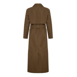 Manteau long trench-coat vintage kaki pour femme, double boutonnage, en mélange de laine, coupe-vent, élégant pour l'automne et l'hiver - Product Image 3