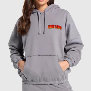 Sudadera con Capucha Personalizada con Letras Bordadas, Corte Holgado para Mujer, Unisex, Poliéster Antibacteriano, Diseño Sólido con Bolsillo Frontal - Product Image 5
