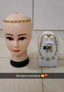 Set di gioielli di moda Vintage in stile Comoros Mayotte placcato in <span class=keywords><strong>oro</strong></span> <span class=keywords><strong>22</strong></span> <span class=keywords><strong>carati</strong></span> include collana realizzata in materiale di rame di provenienza USA francia - Product Image 4