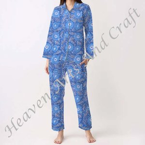 Ensemble de pyjama pour femmes 100% coton, vêtements de maison doux, ensemble de pyjama printemps/été, motif floral/CHARACTERE/Lettre/Motif/Vacances/Arbre, PJ020 - Product Image 4