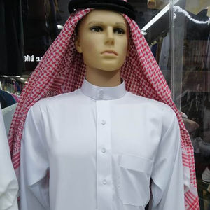 Vente chaude Dubaï Style Traditionnel Musulman Robe pour Hommes Coton Lin Matériel Col En V Et Manches Longues Casual Islamique Thobe - Product Image 1