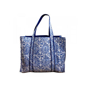 กระเป๋าผ้าบุนวมผ้าฝ้ายนุ่มพิมพ์ลายบล็อกมือสำหรับใช้ตอนเย็น - Product Image 3