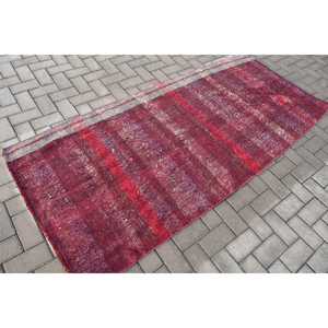 Alfombra Turca de 3.3x7.4 pies (101x226 cm), Alfombra Kilim Roja Estilo Suroeste Vintage - Product Image 2