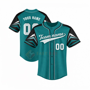 Nueva Camiseta de Béisbol Personalizada 2026 para Hombre, Uniforme de Equipo con Botones Color Verde Azulado, con Nombre y Número Personalizados - Product Image 1
