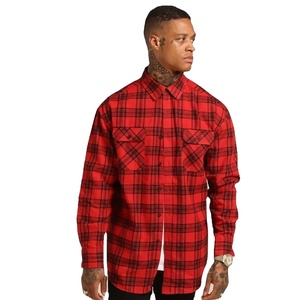 Plaid Pattern Casual Men's Shirt OEM Custom Flannel Design <b>Yarn</b> Dyed Shirt Men Bulk Wholesale Long Sleeve Cotton <b>Polyester</b> - Product Image 2