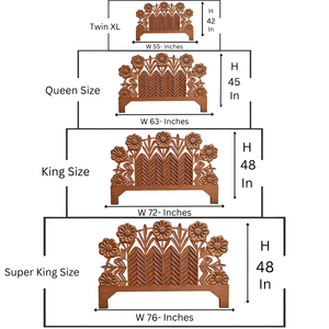 Tête de lit en bois sculptée à la main, décoration murale en feuilles et fleurs brunes, tête de lit marocaine, art mural floral vintage pour la décoration de la maison - Product Image 6