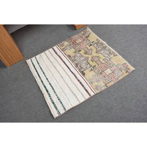 Vintage Beige & Vert Bohème Turc Laine Tapis 2.5 'X 2.6' Patchwork Motif Salon Tapis avec Latex Support 9x12 Taille - Product Image 2