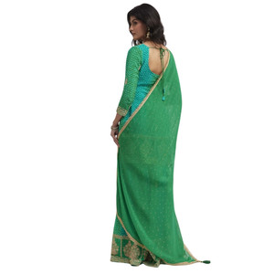 Set di Chinon Bandhani Sharara verde per feste Festive all'ingrosso matrimoni celebrazioni culturali e massa etnica tradizionale - Product Image 4