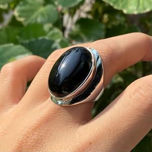 925 Sterling Silver Black Onyx Gemstone Women's <b>Ring</b> Handmade <b>Crystal</b> Bezel Setting Classic for Daily Wear Engagement Gift - Product Image 5