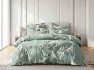 Ensemble de literie 4 pièces moderne en microfibre à motif floral, alternative au duvet, avec drap plat et taies d'oreiller, pour usage domestique et hôtelier - Product Image 4