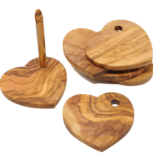 Juego de 6 posavasos en forma de corazón de madera maciza natural al por mayor, vajilla hecha a mano de Vietnam - Product Image 3