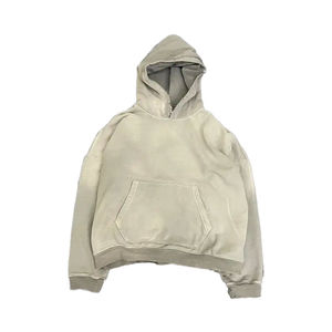 Sudadera con Capucha de Forro Polar para Hombre, 100% Algodón Orgánico, Estilo Urbano, Verde Sólido, Desgastado, Talla Grande, Estilo Vintage, con Bolsillo Tipo Canguro - Product Image 2