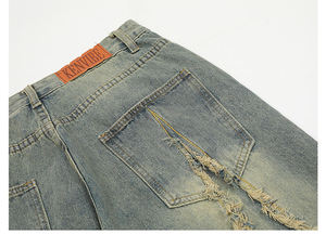 Pantalon en denim de haute qualité pour hommes avec logo personnalisé Prix de gros Jean en denim à volants de haute qualité pour hommes - Product Image 4