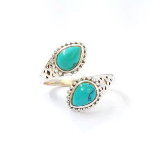 แหวนเครื่องประดับเทอร์ควอยซ์คุณภาพสูง 3.2 กรัม สไตล์วินเทจแบบคลัสเตอร์ เทคโนโลยีการชุบโรเดียม เหมาะสำหรับสวมใส่ทุกวัน - Product Image 1