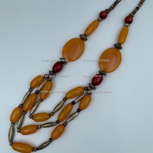 Collar hecho a mano para mujer, Cuentas grandes de resina y cordón de cuero, collares con cuentas gruesas, joyería de moda - Product Image 2