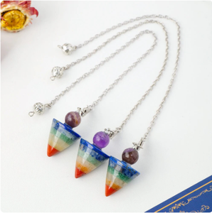 7 Chakra Guérison Cristaux Pendule pour Radiesthésie Divination Quartz Pierre Naturelle Antique Reiki Pendentif Pendula Bijoux - Product Image 4