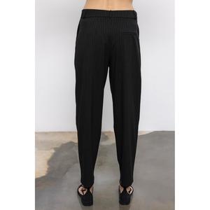 Pantalones de Tela Plisada con Elástico en la Cintura Trasera - Negro - Product Image 5
