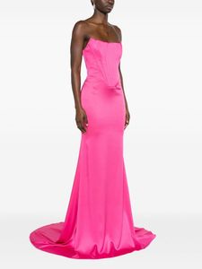 Noble Chiffon Sleeveless Strapless A-Line Maxi Dress with Embroidery Elegant Evening Gown for Cocktails Dinners Parties - Product Image 6