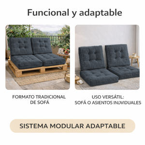 Juego de 4 Cojines para Pallets de Exterior, Resistentes al Agua, para Todas las Estaciones, 120x80 + 120x50 cm, para Sofá de Jardín, 12 cm de Grosor, Lavables a Máquina - Product Image 6