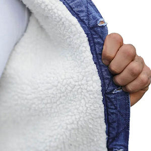 <b>Men's</b> Classic High Street Style <b>Denim</b> <b>Jacket</b> with Stand Collar Custom Washed <b>Sherpa</b>/Fur Lining Wholesale Fashion - Product Image 5