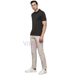 เสื้อถักโพลีเอสเตอร์/ ผ้าฝ้ายผ้าถักสีพื้นระบายอากาศลำลองธุรกิจแขนสั้นสำหรับเสื้อปักกระเป๋า - Product Image 5