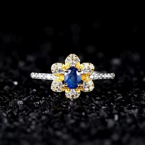 Anillo de Compromiso Mehrajudin Gems Vintage, Chapado en Oro de 18K, Zafiro Azul Ovalado, Plata de Ley 925, Hecho a Mano - Product Image 6