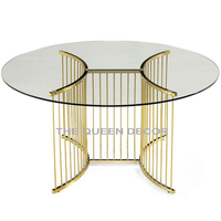 Table de café Table basse de luxe moderne cadre en acier inoxydable doré dessus en verre événements de mariage Table basse ronde