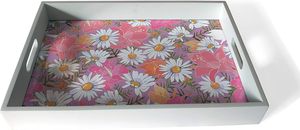 ถาดเสิร์ฟทำจากไม้แฮนด์เมดถาดเสิร์ฟทรงสี่เหลี่ยมลายไม้ MDF สีขาวและสีทองลายหินอ่อน - Product Image 3