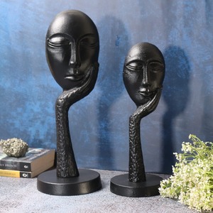 Visage argenté contemporain Sculpture d'art Accent de table décoratif pour la décoration intérieure Affichage de bureau Cadeau de mariage Pièce maîtresse - Product Image 3