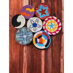 Sabai Multicolor Bohemian Theme Handwoven Rattan <b>Wall</b> Basket Bamboo <b>Wall</b> Vase Dcor Set of 7 Pieces - Product Image 1