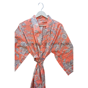 กิโมโนผ้าคอตตอนแท้สำหรับใส่พักผ่อนชุดกิโมโนคอวีดีไซน์เรียบง่ายพิมพ์ลายดอกไม้สำหรับสวมใส่สบาย - Product Image 4