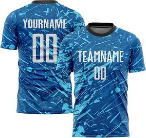 ชุดฟุตบอลระบายอากาศได้ดีชุดเครื่องแบบทีมฟุตบอลชายชุดสีฟ้าสีชมพูสีเหลืองสีเขียว - Product Image 4