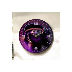 Patrón de impresión colorida 50cm Reloj de pared Gamer Auriculares Diseño Mesa silenciosa de madera Regalo para entusiastas de los Juegos - Product Image 1