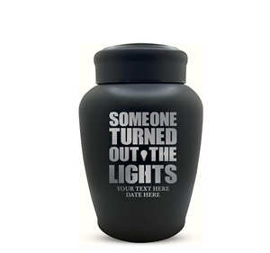 Quelqu'un a éteint les lumières Urne de crémation humaine personnalisée Cendres adultes Gravé Navire en acier inoxydable Noir Taille personnalisée - Product Image 5