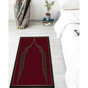 Alfombra de Oración Roja y Dorada: Elegante Decoración para Mezquita, Regalo Espiritual, con Alfombra Suave - Product Image 3