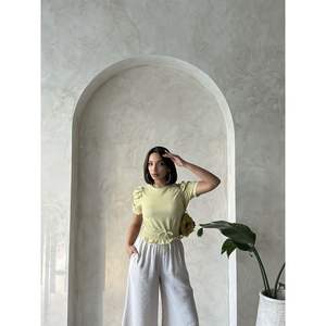 Blusa a Cuadros Verde Pistacho para Mujer con Cinturón, Camisa de Moda al por Mayor Topshow - Product Image 1