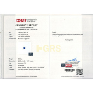 Saphir bleu royal synthétique facetté de 1,51 carat, pierre brute de 10 mm, traité thermiquement - Product Image 2