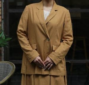 Elegante chaqueta de ramio tejido crudo para mujer con forro de algodón Ecológico Detalle de corbata Cierre de botón Diseño de doble botonadura atemporal - Product Image 6