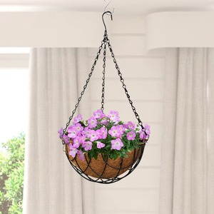 Pots de plantes d'intérieur, extérieur plus grand jardin décoratif, doublure de panier en fibre de coco, pot de fleur avec jardinière suspendue en métal - Product Image 6