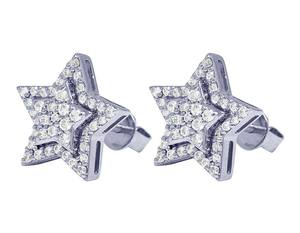 Boucles d'oreilles en forme d'étoile en diamant de laboratoire conçues en or 10 carats, parfaites pour les femmes élégantes - Product Image 2